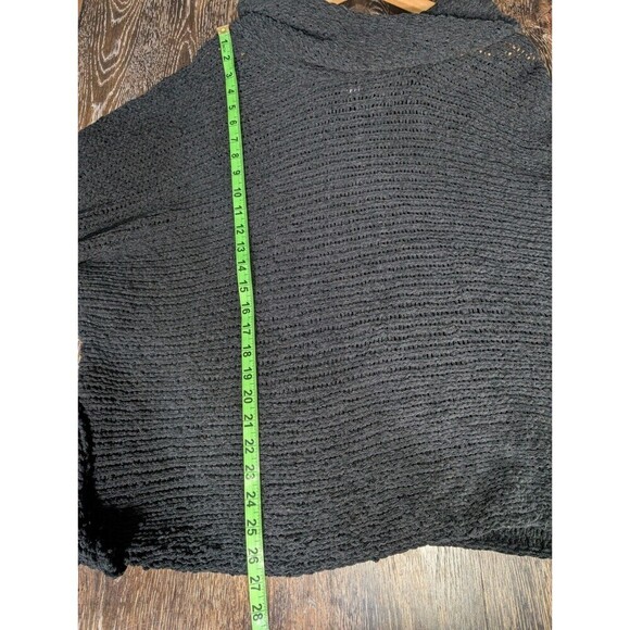 NWOT POL Chunky Knit Oversized Distress Black Turtleneck Cowl Sweater Size M N91 - Picture 7 of 8